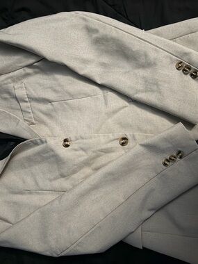 Light Gray Double-Breasted Blazer